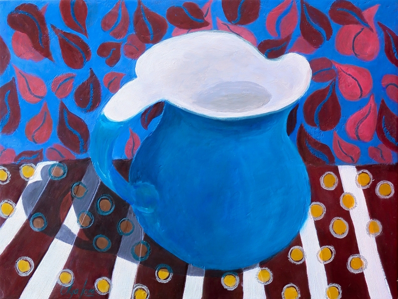 Blue Flamingo Vase by artist OLGA LORA